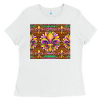 White mardi gras sunflowers fleur, de lis glitter leopard background Ladies Tee - Artiststas