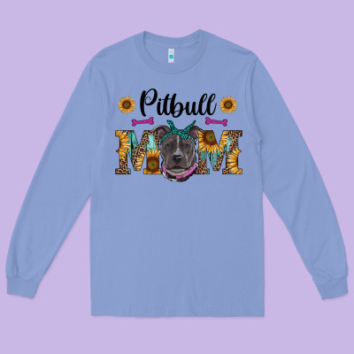 Western Pitbull Mom Long Sleeve Tee Designed By Ranaportraitstore