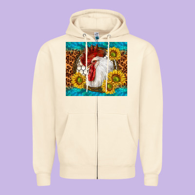 Western Rooster Zipper Hoodie Designed By Tumblerdesignbyshophia