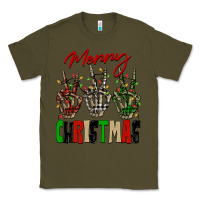 Army Green Merry Christmas skeleton hands Classic Tee - NancyCooperArtShop