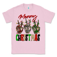 Bubblegum Pink Merry Christmas skeleton hands Classic Tee - NancyCooperArtShop