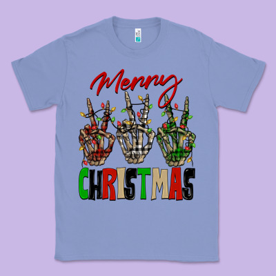 Merry Christmas Skeleton Hands Classic Tee Designed By Nancycooperartshop
