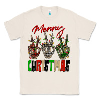 Natural Merry Christmas skeleton hands Classic Tee - NancyCooperArtShop
