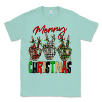 Seafoam Merry Christmas skeleton hands Classic Tee - NancyCooperArtShop