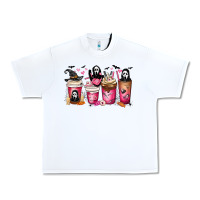 White Scream Coffee Cups Urban Heavy Tee - MaliasSmallBusiness