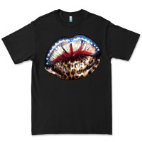 Black American lips leopard Premium Tee - NancyCooperArtShop
