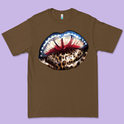 American Lips Leopard Premium Tee Designed By Nancycooperartshop