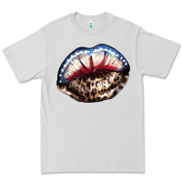 Dove Grey American lips leopard Premium Tee - NancyCooperArtShop