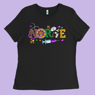 Mardi Gras Nurse Leopard Cowhide Glitter Ladies Tee Designed By Artiststas