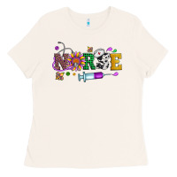 Bone mardi gras nurse leopard cowhide glitter Ladies Tee - Artiststas