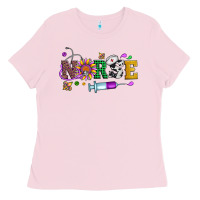 Bubblegum Pink mardi gras nurse leopard cowhide glitter Ladies Tee - Artiststas