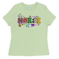 Matcha mardi gras nurse leopard cowhide glitter Ladies Tee - Artiststas