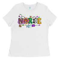 White mardi gras nurse leopard cowhide glitter Ladies Tee - Artiststas