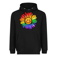 Black rainbow smiley face sunflower Heavyweight Hoodie - OliviaCreatesArt