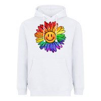 White rainbow smiley face sunflower Heavyweight Hoodie - OliviaCreatesArt