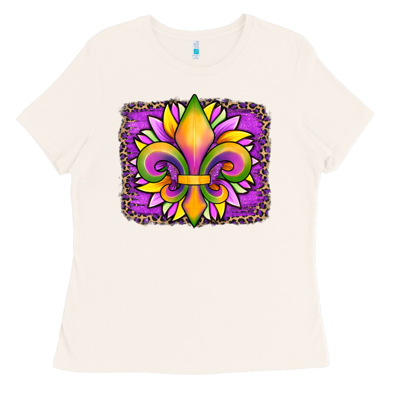 Mardi Gras Fleur De Lis Sunflower Leopard Ladies Tee by Artiststas | Teevron