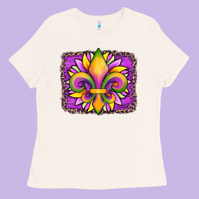 Mardi Gras Fleur De Lis Sunflower Leopard Ladies Tee Designed By Artiststas