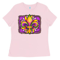 Bubblegum Pink mardi gras fleur de lis sunflower leopard Ladies Tee - Artiststas