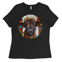 Black Western Christmas Calf Ladies Tee - RanaPortraitStore