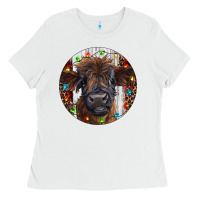 White Western Christmas Calf Ladies Tee - RanaPortraitStore
