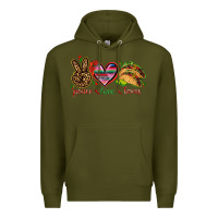 Army Green Peace love tacos Mexico Premium Hoodie - HowdyJamesFarm