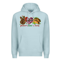 Blue Mist Peace love tacos Mexico Premium Hoodie - HowdyJamesFarm