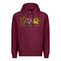 Burgundy Peace love tacos Mexico Premium Hoodie - HowdyJamesFarm