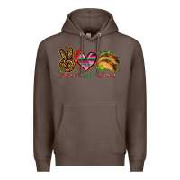 Coffee Peace love tacos Mexico Premium Hoodie - HowdyJamesFarm