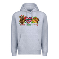 Heather Grey Peace love tacos Mexico Premium Hoodie - HowdyJamesFarm