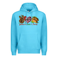 Ocean Blue Peace love tacos Mexico Premium Hoodie - HowdyJamesFarm