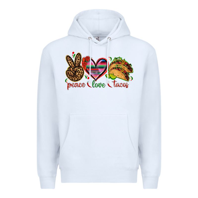 Peace Love Tacos Mexico Premium Hoodie by HowdyJamesFarm | Teevron