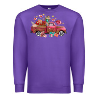 Purple Western Valentines Day Truck Photography Love Side Premium Sweatshirt - FaDigitalArtStudio