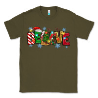 Army Green Christmas Believe Classic Tee - MaliasSmallBusiness