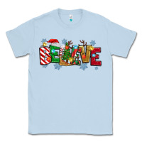 Dusty Blue Christmas Believe Classic Tee - MaliasSmallBusiness