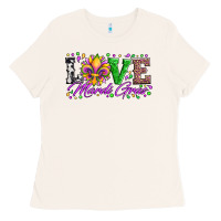 Love Mardi Gras Fleur De Lis Sunflower Leopard And Beads Ladies Tee | Teevron