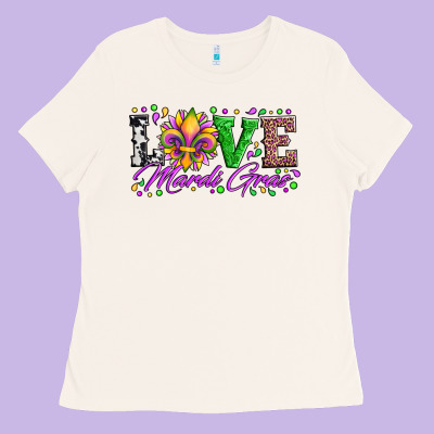 Love Mardi Gras Fleur De Lis Sunflower Leopard And Beads Ladies Tee Designed By Artiststas