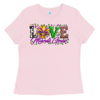 Bubblegum Pink love mardi gras fleur de lis sunflower leopard and beads Ladies Tee - Artiststas
