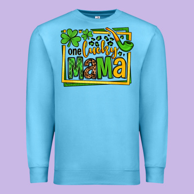 One Lucky Mama St. Patrick's Premium Sweatshirt Designed By Oliviacreatesart