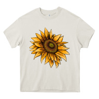 Cream sunflower Heavy Core Tee - AdoDesignShop
