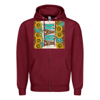 Burgundy nana sunflowers and turquoise gemstones Zipper Hoodie - TumblerDesignByShophia