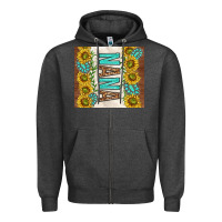 Charcoal Heather nana sunflowers and turquoise gemstones Zipper Hoodie - TumblerDesignByShophia