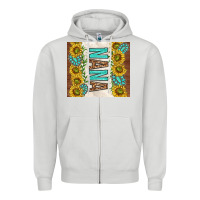Dove Grey nana sunflowers and turquoise gemstones Zipper Hoodie - TumblerDesignByShophia