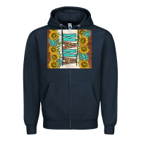 Navy nana sunflowers and turquoise gemstones Zipper Hoodie - TumblerDesignByShophia