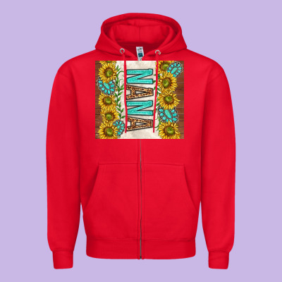 Nana Sunflowers And Turquoise Gemstones Zipper Hoodie Designed By Tumblerdesignbyshophia