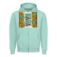 Seafoam nana sunflowers and turquoise gemstones Zipper Hoodie - TumblerDesignByShophia