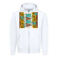 White nana sunflowers and turquoise gemstones Zipper Hoodie - TumblerDesignByShophia