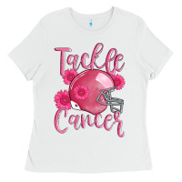 White tackle cancer helmet Ladies Tee - AdoDesignShop