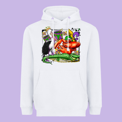 Mardi Gras Pelican Crawfish Crocodile Heavyweight Hoodie Designed By Oliviacreatesart
