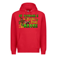 Red St. Patrick's know Jesus arose Premium Hoodie - CowGirlArtShop