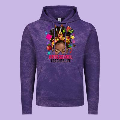 Preschool Teacher Life Afro Messy Bun Vintage Hoodie Designed By Nancycooperartshop